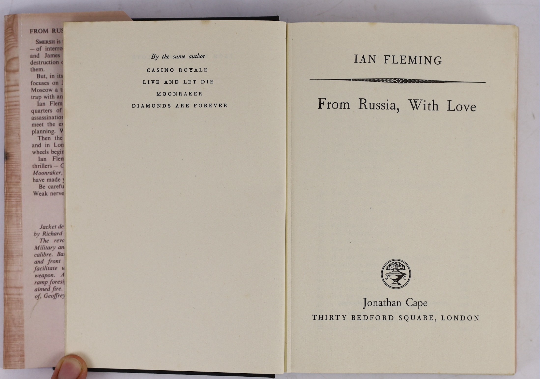 Fleming, Ian - From Russia, With Love. 1st Edition. half title and blurb leaf, pictorial cloth & (facsimile) d/wrapper. 1957; Fleming, Ian - You Only Live Twice. 1st Edition. half title & blurb leaf